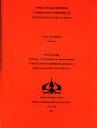 Image of ANALISIS PENGARUH PROMOSITERHADAP KEPUTUSAN PEMBELIANDI RESTORAN CULINAIRE VAN BOGOR
