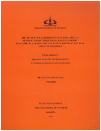 Image of THE EFFECT OF LEADERSHIP STYLES TOWARDS THE APPLICATION OF CRISIS MANAGEMENT DURING THE COVID-19 PANDEMIC IN 3,4,5 STAR HOTEL IN INDONESIA
