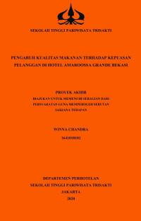 Image of PENGARUH KUALITAS MAKANAN TERHADAP KEPUASAN PELANGGAN DI HOTEL AMAROOSSA GRANDE BEKASI