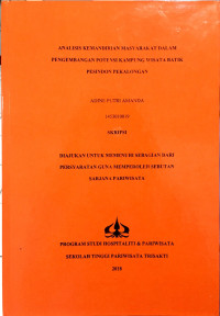 Image of ANALISIS KEMANDIRIAN MASYARAKAT DALAM PENGEMBANGAN POTENSI KAMPUNG WISATA BATIK PESINDON PEKALONGAN