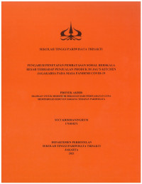 Image of PENGARUH PENETAPAN PEMBATASAN SOSIAL BERSKALA BESAR TERHADAP PENJUALAN PRODUK DI JAG’S KITCHEN JAGAKARSA PADA MASA PANDEMI COVID-19