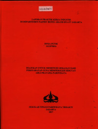 Image of LAPORAN PRAKTIK KERJA INDUSTRIDI DEPARTEMEN PASTRY HOTEL GRAND HYATT JAKARTA