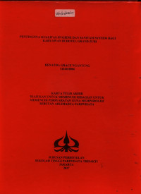 Image of PENTINGNYA KUALITAS HYGIENE DAN SANITASI SYSTEM BAGI KARYAWAN DI HOTEL GRAND ZURI