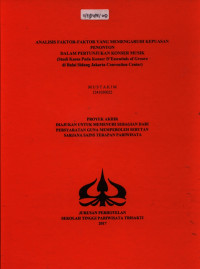 Image of ANALISIS FAKTOR-FAKTOR YANG MEMENGARUHI KEPUASANPENONTONDALAM PERTUNJUKAN KONSER MUSIK(Studi Kasus Pada Konser D’Essentials of Groovedi Balai Sidang Jakarta Convention Center)