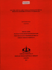 Image of UJI COBA TEPUNG GARUT SEBAGAI PENGGANTI TEPUNG BERAS DALAM PEMBUATAN KUE CUCUR BETAWI