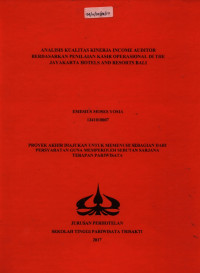 Image of ANALISIS KUALITAS KINERJA INCOME AUDITOR BERDASARKAN PENILAIAN KASIR OPERASIONAL DI THE JAYAKARTA HOTELS AND RESORTS BALI