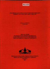 Image of ANALISIS KUALITAS PELAYANAN TERHADAP KEPUASAN PESERTA DI ACARA MICE DISCOVERY 2017