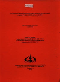 Image of ANALISIS BAURAN PEMASARAN PADA PENJUALAN JAPAN RAIL PASS DI PT. H.I.S MID PLAZA, JAKARTA