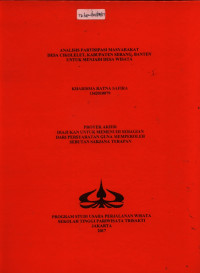 Image of ANALISIS PARTISIPASI MASYARAKAT DESA CIKOLELET, KABUPATEN SERANG, BANTEN UNTUK MENJADI DESA WISATA