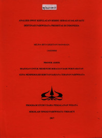 Image of ANALISIS SWOT KEPULAUAN SERIBUSEBAGAI SALAH SATU DESTINASIPARIWISATA PRIORITAS DI INDONESIA