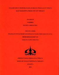 Image of ANALISIS MINAT BERWIRAUSAHA DI BIDANG PERJALANAN WISATA BAGI MAHASISWA PRODI UPW STP TRISAKTI