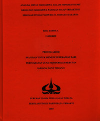 Image of ANALISA MINAT MAHASISWA DALAM MENGIKUTI UNIT KEGIATAN MAHASISWA PASUKAN SULAP TRISAKTI DI SEKOLAH TINGGI PARIWISATA TRISAKTI JAKARTA