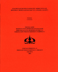 Image of ANALISIS FAKTOR MINAT KONSUMEN BERKUNJUNG KE RESTORAN “HOSPITALIS DAN BAR” DI GANDARIA JAKARTA