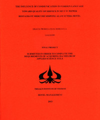 Image of THE INFLUENCE OF COMMUNICATION IN FOREIGN LANGUAGE TOWARD QUALITY OF SERVICE IN MINT N’ PEPPER RESTAURANT MERCURE SERPONG ALAM SUTERA HOTEL
