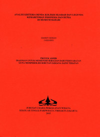 Image of ANALISI KRITERIA BENDA KOLEKSI SEJARAH DAN LEGENDA KEMARITIMAN INDONESIA DAN DUNIADI MUSEUM BAHARI