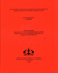 Image of ANALISIS MINAT WISATAWAN MEMILIH LA PIAZZA SEBAGAI TEMPAT WISATA KULINER DI JAKARTA UTARA