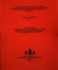 Image of “ANALISIS PENGARUH PENGGUNAAN SISTEMKOMPUTERISASI (IPAD) TERHADAP EFEKTIVITAS KERJAKARYAWAN DI RESTORAN MUJIGAE LIPPO MALLKARAWACI”