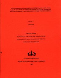 Image of ANALISIS FAKTOR-FAKTOR YANG MEMOTIVASI KARYAWAN DALAM MENINGKATKAN PRODUKTIVITAS KERJA DI THE SPA BY THALGO FRANCE AT THE SUN SIYAM IRU FUSHI, MALDIVES