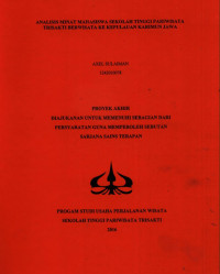 Image of ANALISIS MINAT MAHASISWA SEKOLAH TINGGI PARIWISATA TRISAKTI BERWISATA KE KEPULAUAN KARIMUN JAWA