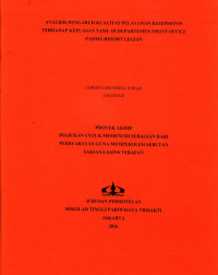 Image of ANALISIS PENGARUH KUALITAS PELAYANAN RESEPSIONIS TERHADAP KEPUASAN TAMU DI DEPARTEMEN FRONT OFFICE PADMA RESORT LEGIAN