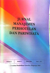 Image of Jurnal Manajemen Perhotelan dan Pariwisata