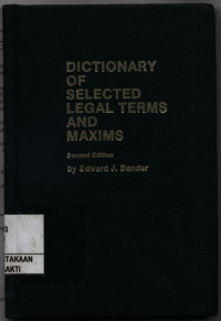 Image of Dictionary of selected legal terms and maxims