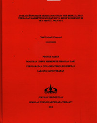 Image of ANALISIS PENGARUH KEBIASAAN MINUM TEH BERKUALITAS TERHADAP MARKETING MIX DAN GAYA HIDUP KONSUMEN DI TEA ADDICT, JAKARTA