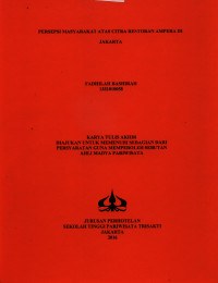 Image of PERSEPSI MASYARAKAT ATAS CITRA RESTORAN AMPERA DI JAKARTA