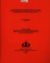 Image of PENGARUH PENERAPAN PROSEDUR PENGADAAN BARANG TERHADAP KELANCARAN OPERASIONAL FOOD AND BEVERAGE DEPARTEMENT DI JS LUWANSA HOTEL JAKARTA