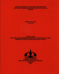 Image of ANALISIS PENGARUH PUBLIC RELATION TERHADAPKEPUTUSAN PEMBELIAN DI RESTORAN PIPILTIN COCOASARINAH