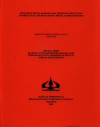 Image of PENGARUH HOTEL RAMAH ANAK TERHADAP KEPUTUSAN PEMBELIAN DI THE RESTAURANT HOTEL PADMA BANDUNG