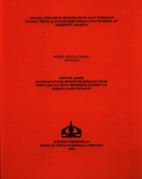 Image of ANALISA PENGARUH PROMOSI PENJUALAN TERHADAPTINGKAT PENJUALAN DARI BIRO PERJALANAN DI HOTEL JWMARRIOTT JAKARTA