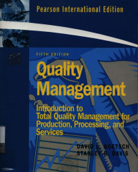 Image of Quality management : introduction to total quality management for production, processing, and services